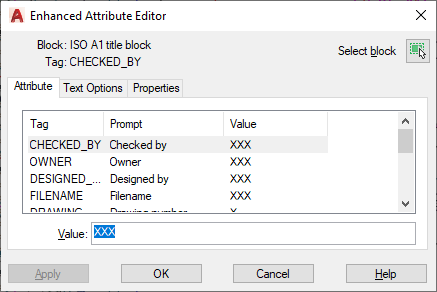 AutoCAD Attribute Editor